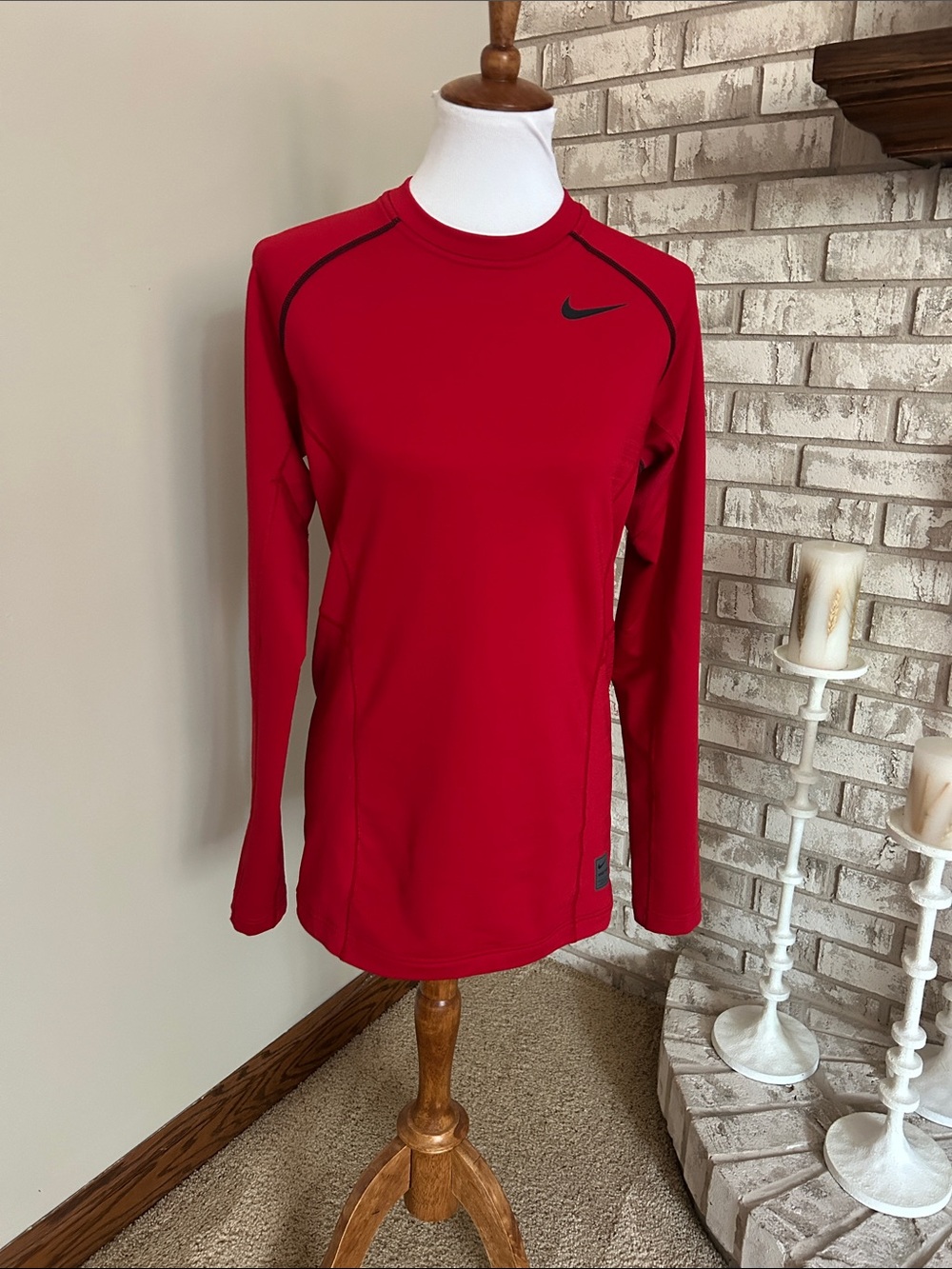 Nike Red Long-Sleeve Cold Gear  Performance Top